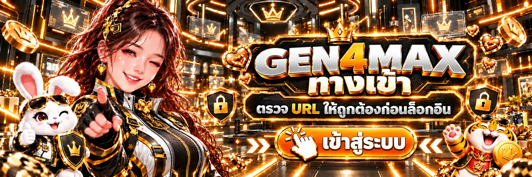 แบนเนอร์ GEN4MAX ทางเข้าและตรวจ URL ก่อนล็อกอิน